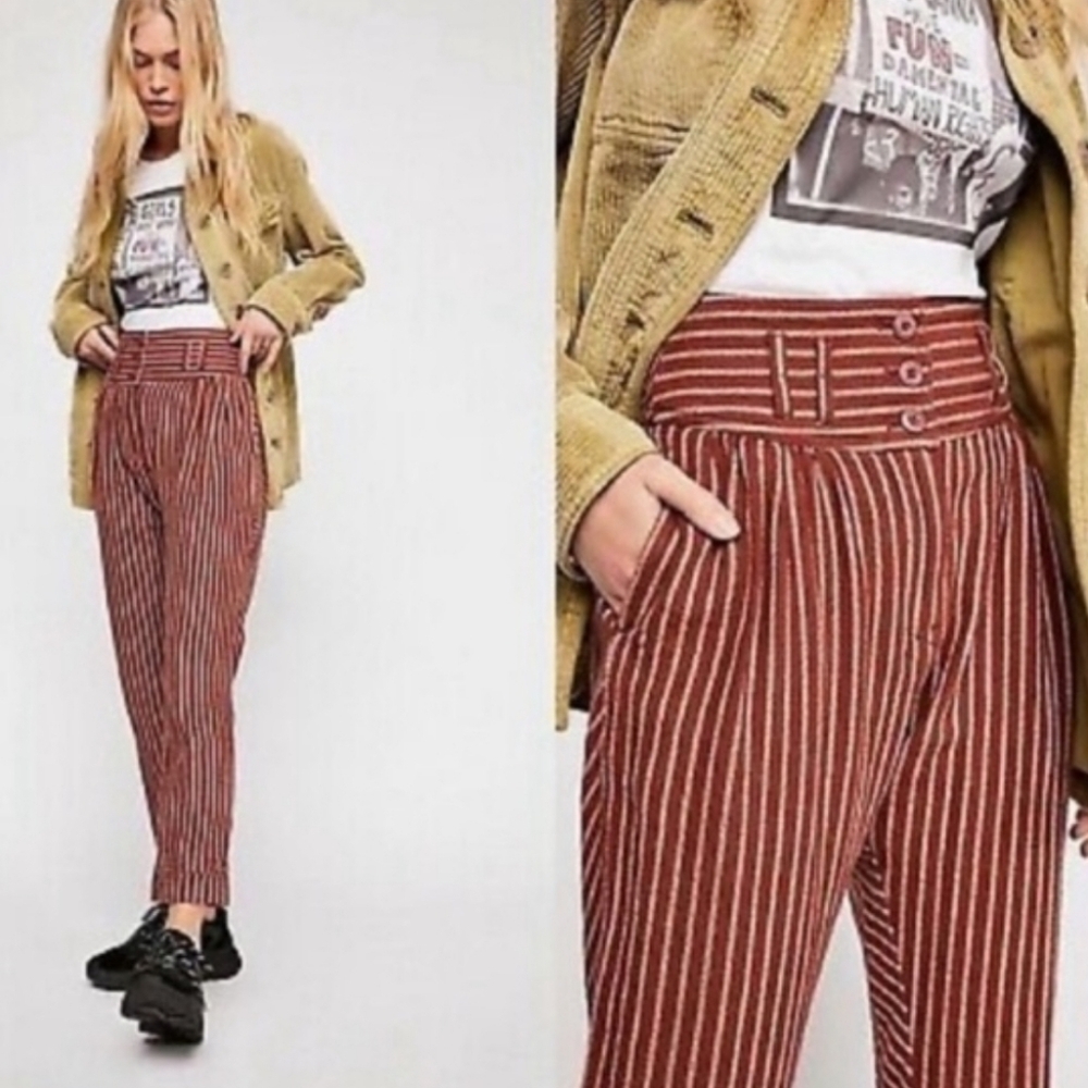 Free People Rumors Textured Striped Harem Pant
